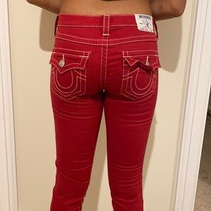 Red True religion skinny jeans
